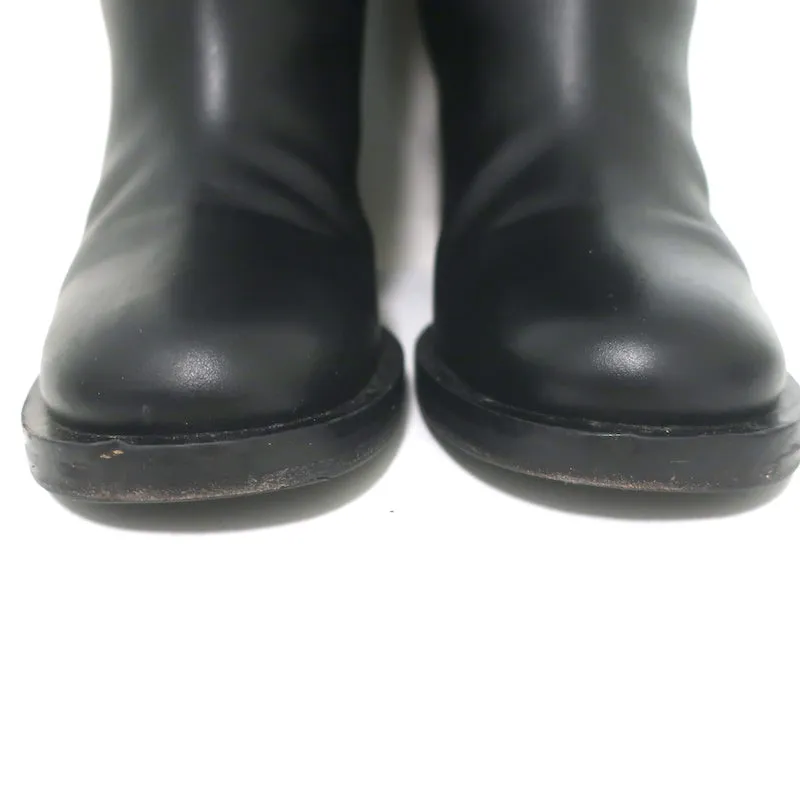 Bottes mi-hautes à enfiler détaillées avec logo Miu Miu en cuir noir taille 37