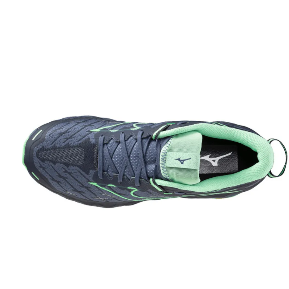 Chaussures de course Mizuno Wave Mujin 10 pour hommes en indigo vintage/menthe néo/encre d'Inde SS25