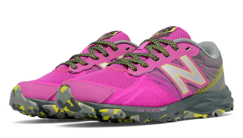 New Balance Rose Fluorescent avec Gris 690v2 Chaussure de Randonnée Large pour Enfants/Adolescents