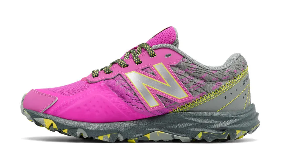 New Balance Rose Fluorescent avec Gris 690v2 Chaussure de Randonnée Large pour Enfants/Adolescents