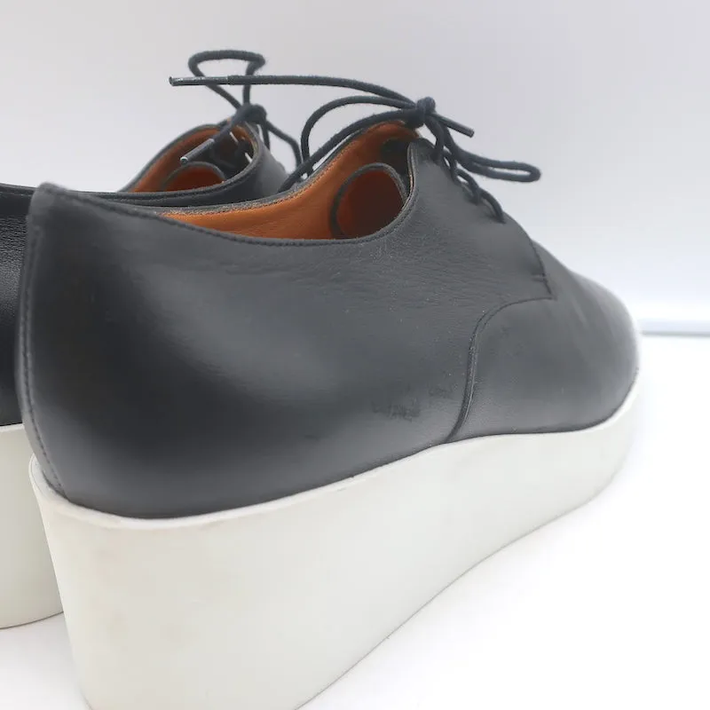 Robert Clergerie Lindsey Plateforme Wedge Oxfords Cuir Noir Taille 41