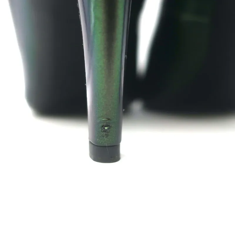 Roger Vivier Belle De Nuit Escarpins Vert Foncé Cuir Vernis Iridescent Taille 38