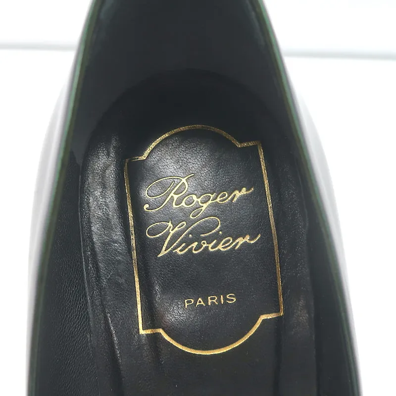 Roger Vivier Belle De Nuit Escarpins Vert Foncé Cuir Vernis Iridescent Taille 38