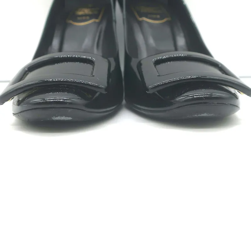 Roger Vivier Belle De Nuit Escarpins Vert Foncé Cuir Vernis Iridescent Taille 38