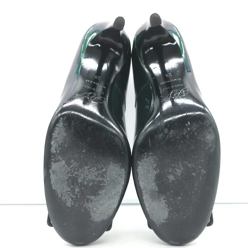Roger Vivier Belle De Nuit Escarpins Vert Foncé Cuir Vernis Iridescent Taille 38