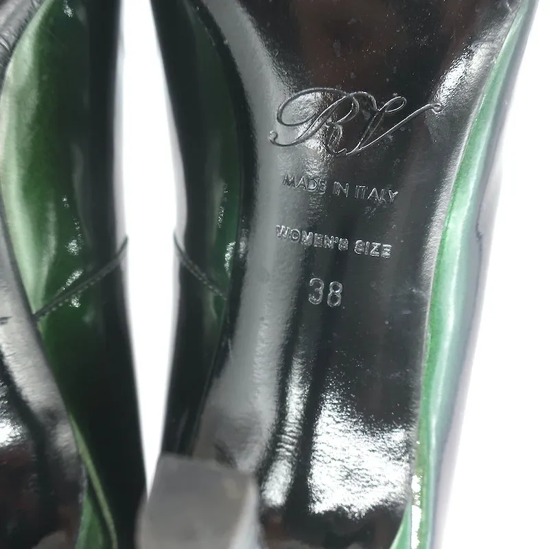 Roger Vivier Belle De Nuit Escarpins Vert Foncé Cuir Vernis Iridescent Taille 38