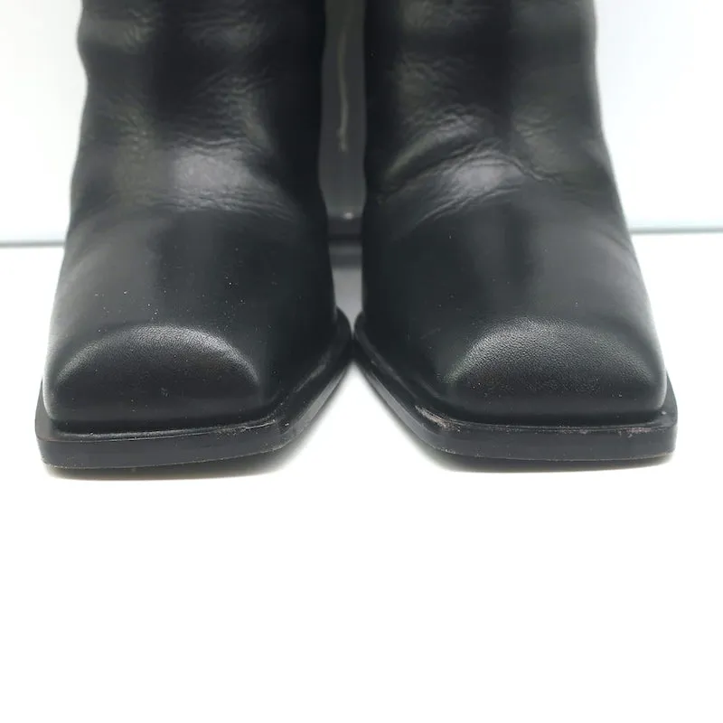 Bottes western cheville coupées Saint Laurent Jodie 105 en cuir noir taille 38.5