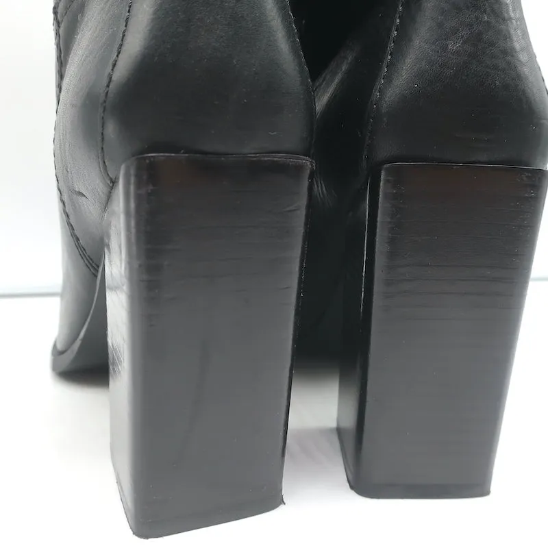 Bottes western cheville coupées Saint Laurent Jodie 105 en cuir noir taille 38.5