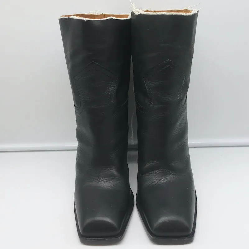 Bottes western cheville coupées Saint Laurent Jodie 105 en cuir noir taille 38.5