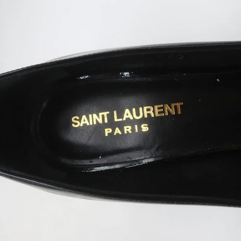 Escarpins Saint Laurent Paris 80 en cuir vernis noir pointure 37.5 à bout pointu et talons