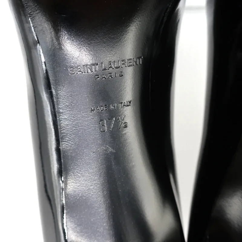 Escarpins Saint Laurent Paris 80 en cuir vernis noir pointure 37.5 à bout pointu et talons