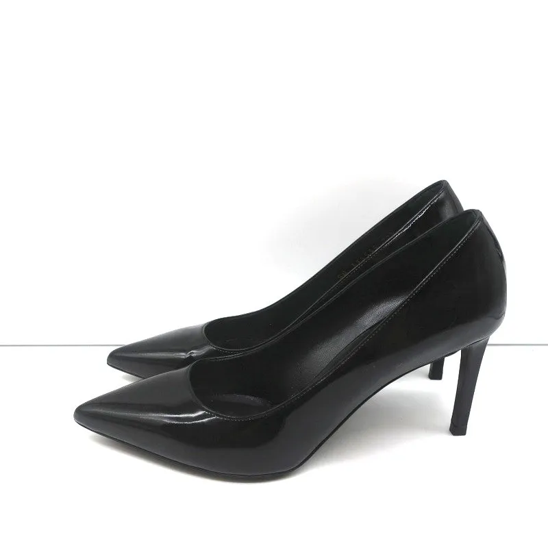 Escarpins Saint Laurent Paris 80 en cuir vernis noir pointure 37.5 à bout pointu et talons