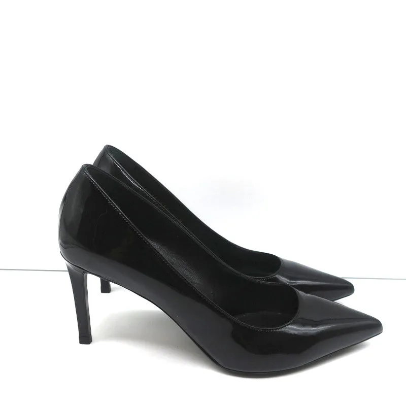 Escarpins Saint Laurent Paris 80 en cuir vernis noir pointure 37.5 à bout pointu et talons
