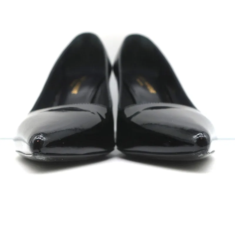 Escarpins Saint Laurent Paris 80 en cuir vernis noir pointure 37.5 à bout pointu et talons