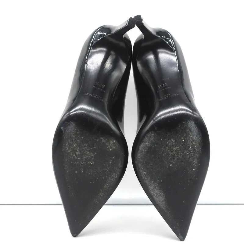 Escarpins Saint Laurent Paris 80 en cuir vernis noir pointure 37.5 à bout pointu et talons