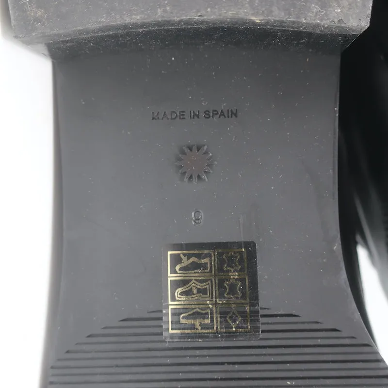 Stuart Weitzman Bottes de combat plates à ornements perlés Sondra en cuir noir Taille 9