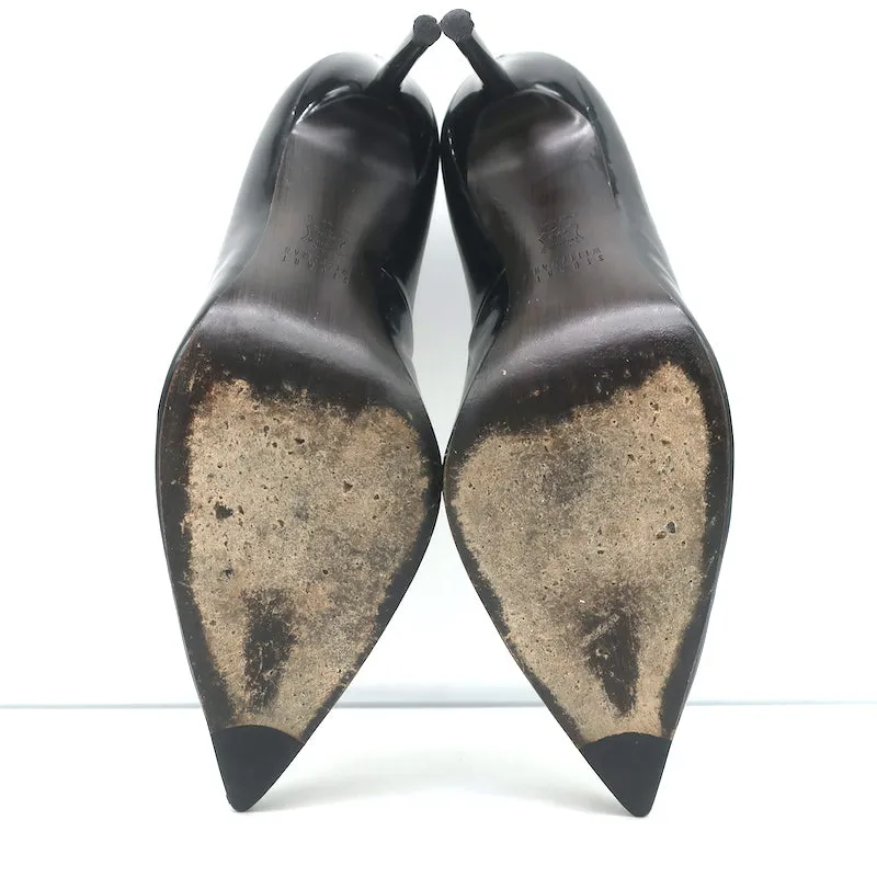 Stuart Weitzman Escarpins Stuart Pumps en Cuir Verni Noir Pointure 9.5 N à Bout Pointu et Talons
