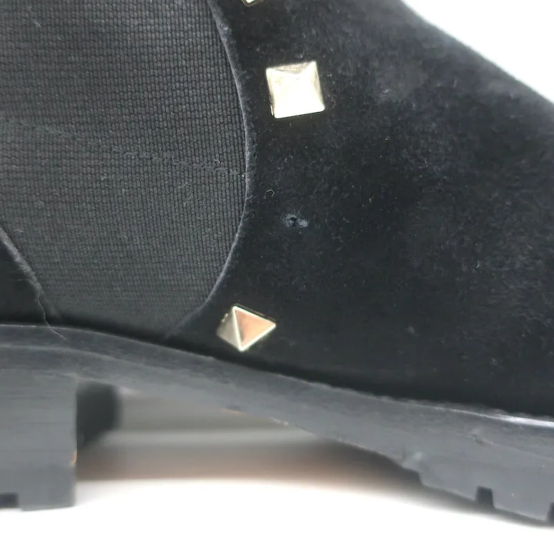 Bottes Chelsea Valentino Rockstud en Suède Noir Taille 38 Bottes Plates à la Cheville