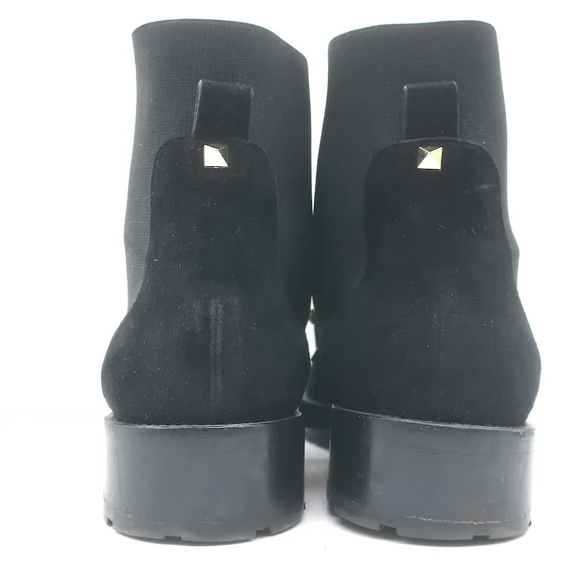Bottes Chelsea Valentino Rockstud en Suède Noir Taille 38 Bottes Plates à la Cheville