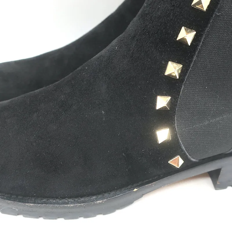 Bottes Chelsea Valentino Rockstud en Suède Noir Taille 38 Bottes Plates à la Cheville