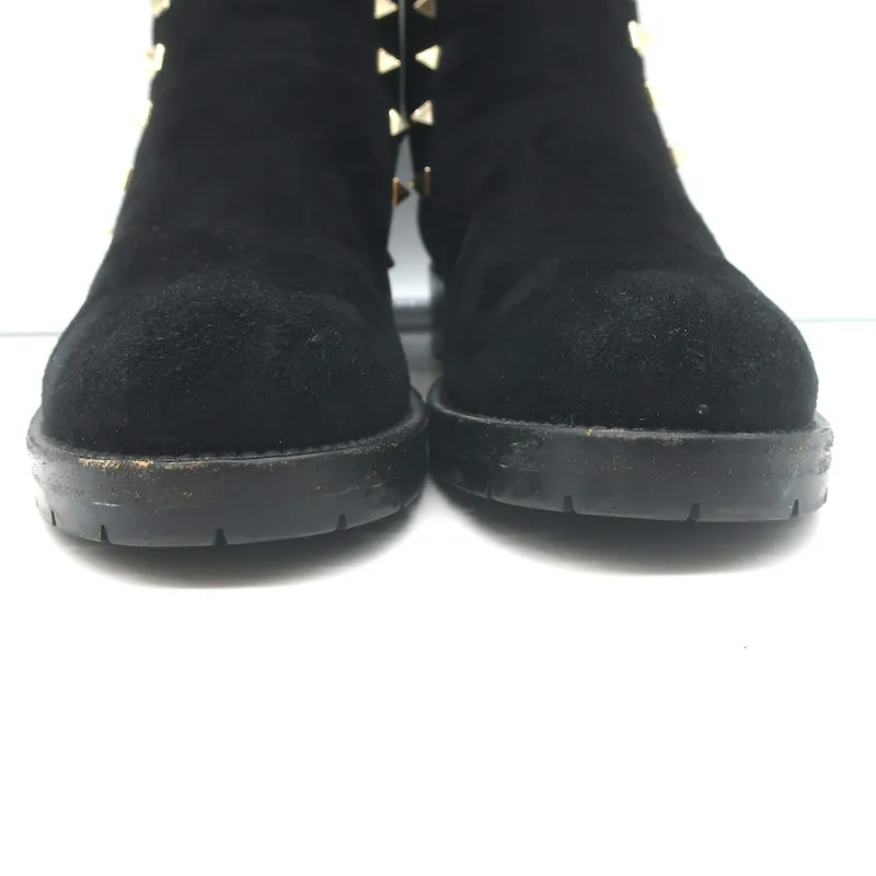 Bottes Chelsea Valentino Rockstud en Suède Noir Taille 38 Bottes Plates à la Cheville
