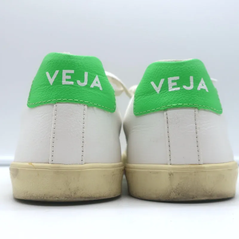 VEJA Esplar Logo Sneakers Basses en Cuir Blanc et Vert Absinthe Taille 38