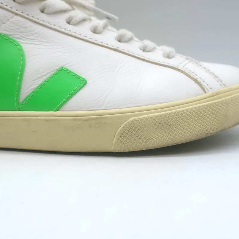 VEJA Esplar Logo Sneakers Basses en Cuir Blanc et Vert Absinthe Taille 38