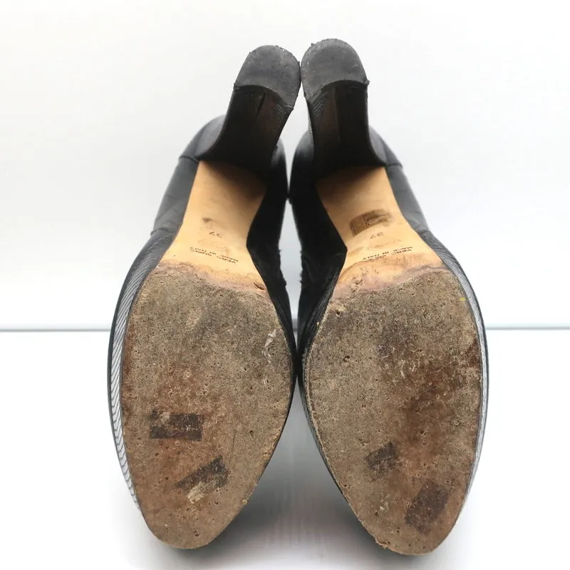 Bottes plates Viktor & Rolf en cuir noir imprimé lézard taille 37