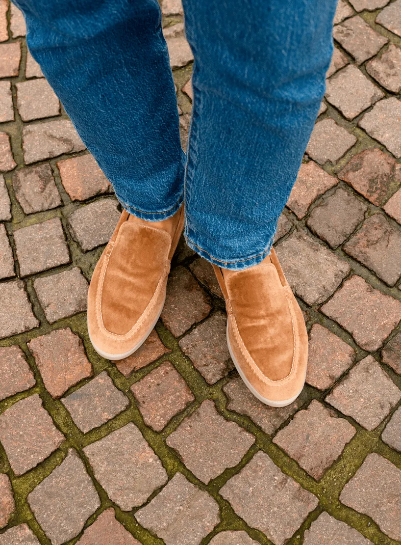 Mocassins en Velours Végétalien pour Femmes | Taupe